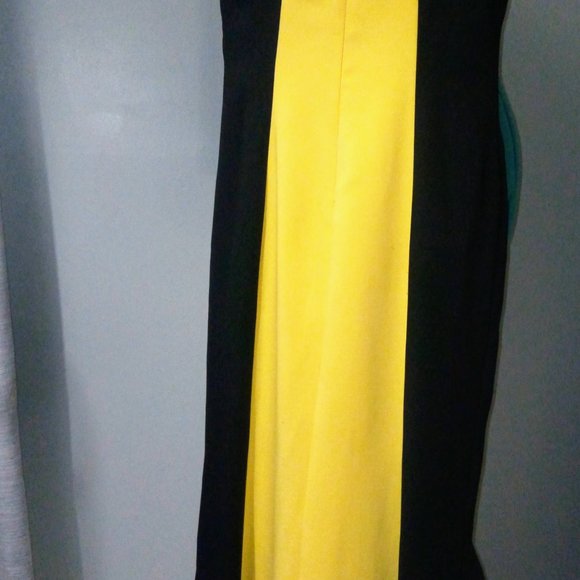NEW Ellen K Colorblocked Maxi Dress in Black & Yellow Sz 10 - Picture 7 of 14